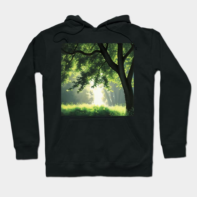 Sunlight Streaming Through the Branches of an Oak Tree Hoodie by CursedContent